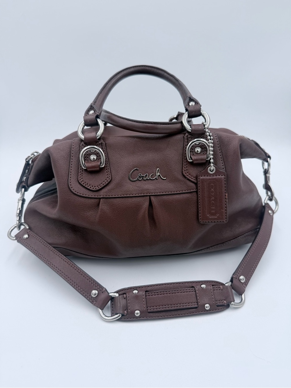 Y2K Coach Ashley F15445 Brown Leather Handbag Satchel Hobo W/ Dust Bag Excellent - Picture 2 of 11